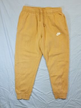 Nike Tan Brown Drawstring Tapered Fit Jogger Sweatpants with White Logo